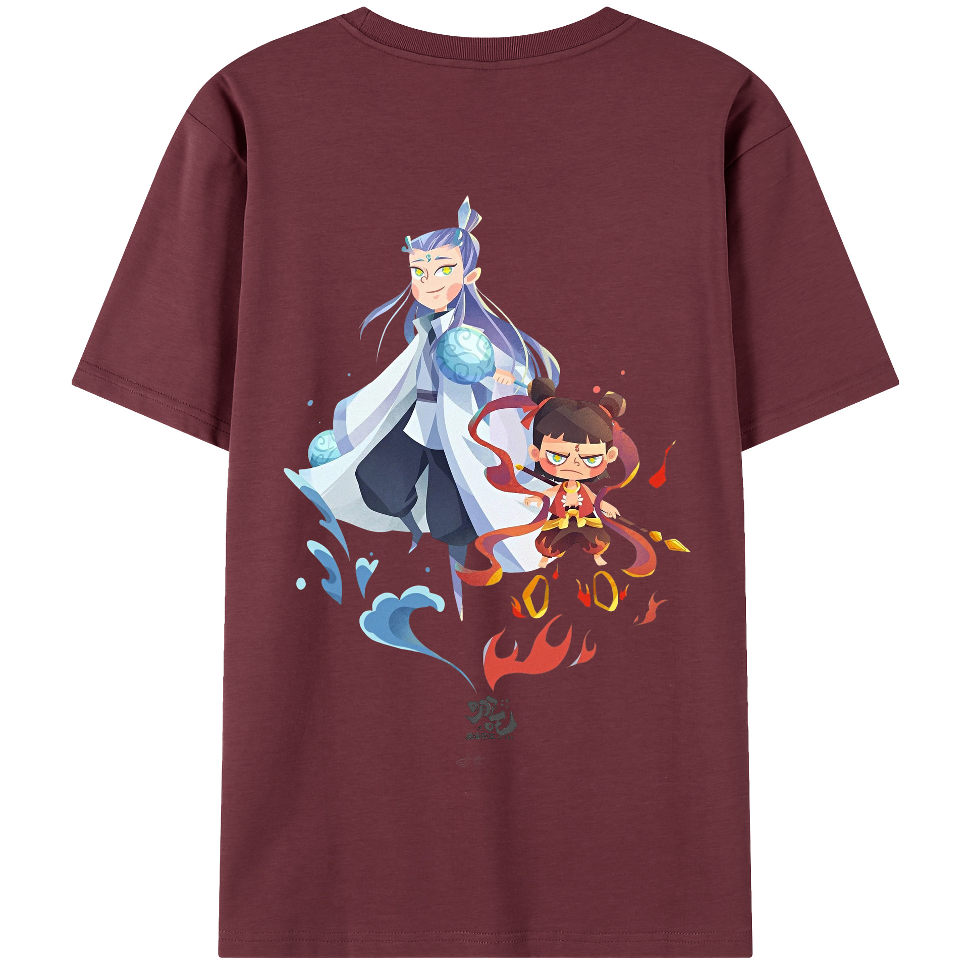 （画像用） Ne Zha 2 ナタ 魔童の大暴れ 綿100％半袖Tシャツ（背面プリント）
